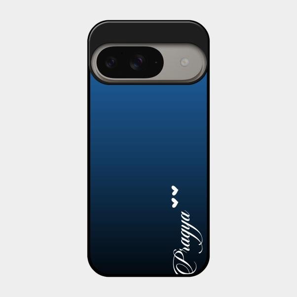 Customize Name Gradient Glass Case Cover Blue For Google Pixel 9 5G