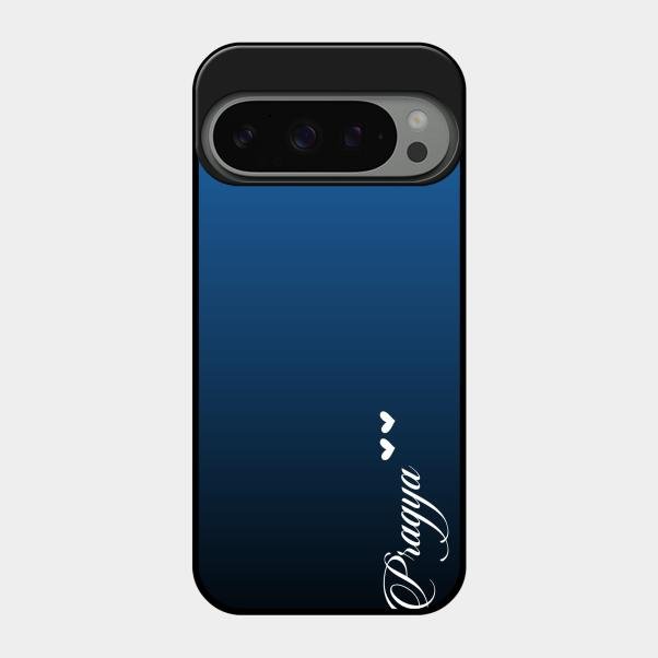 Customize Name Gradient Glass Case Cover Blue For Google Pixel 9 Pro 5G