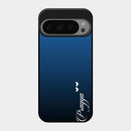 Customize Name Gradient Glass Case Cover Blue For Google Pixel 9 Pro 5G