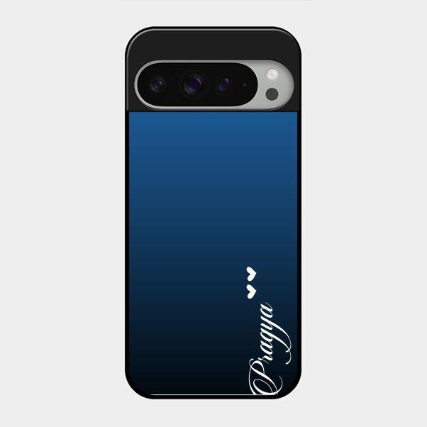 Customize Name Gradient Glass Case Cover Blue For Google Pixel 9 Pro Xl