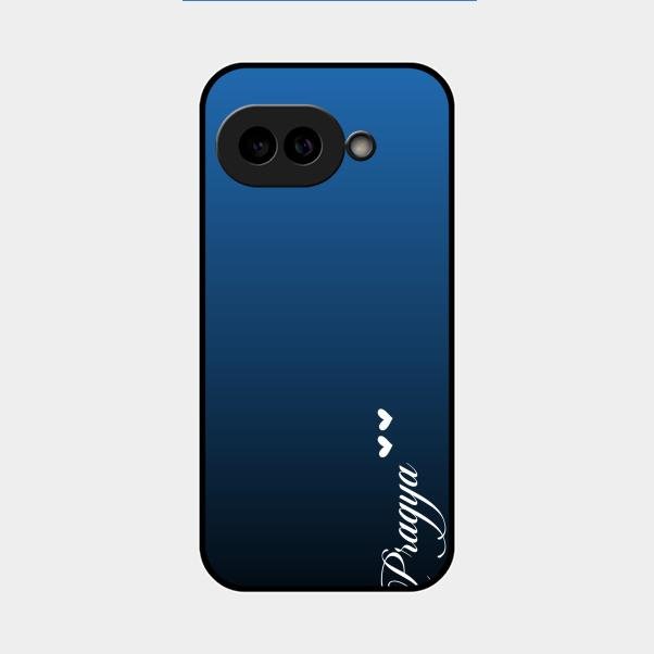Customize Name Gradient Glass Case Cover Blue For Google Pixel 9A 5G