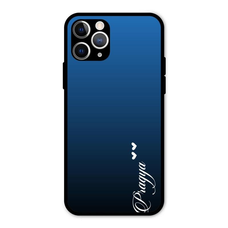 Customize Name Gradient Glass Case Cover Blue For iPhone 11 Pro