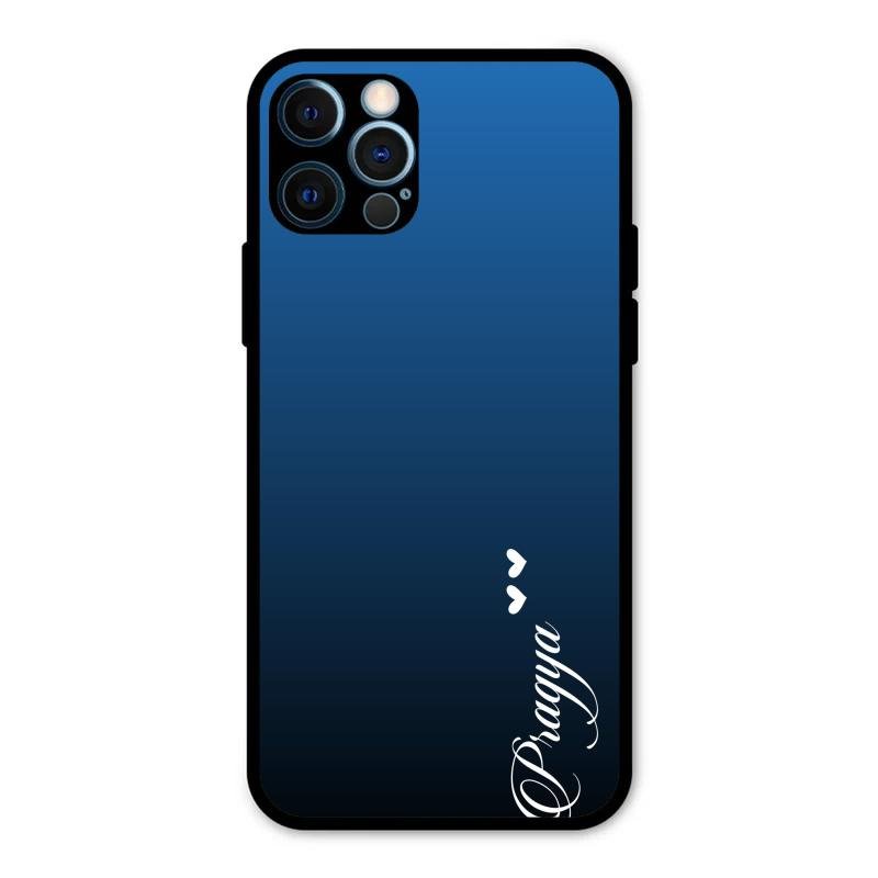 Customize Name Gradient Glass Case Cover Blue For iPhone 12 Pro Max
