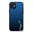 Customize Name Gradient Glass Case Cover Blue For iPhone 12