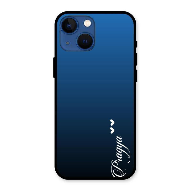 Customize Name Gradient Glass Case Cover Blue For iPhone 13 mini