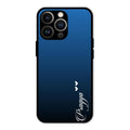 Customize Name Gradient Glass Case Cover Blue For iPhone 13 Pro