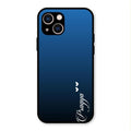 Customize Name Gradient Glass Case Cover Blue For iPhone 13
