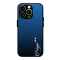 Customize Name Gradient Glass Case Cover Blue For iPhone 14 Pro