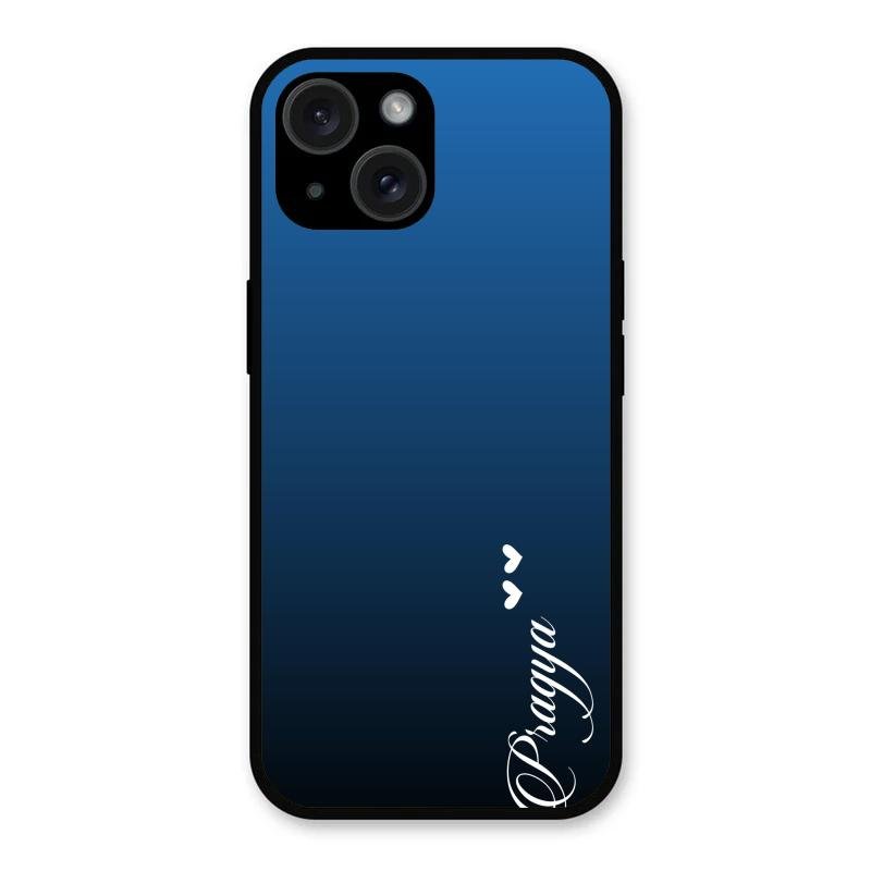 Customize Name Gradient Glass Case Cover Blue For iPhone 15 Plus