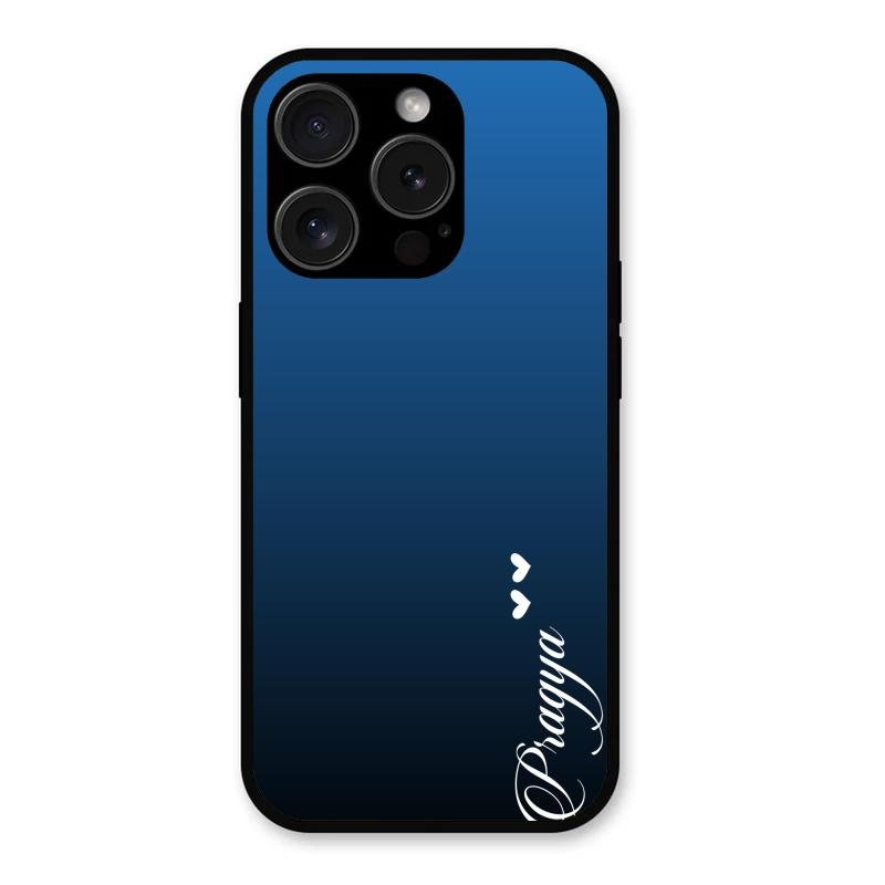 Customize Name Gradient Glass Case Cover Blue For iPhone 15 Pro