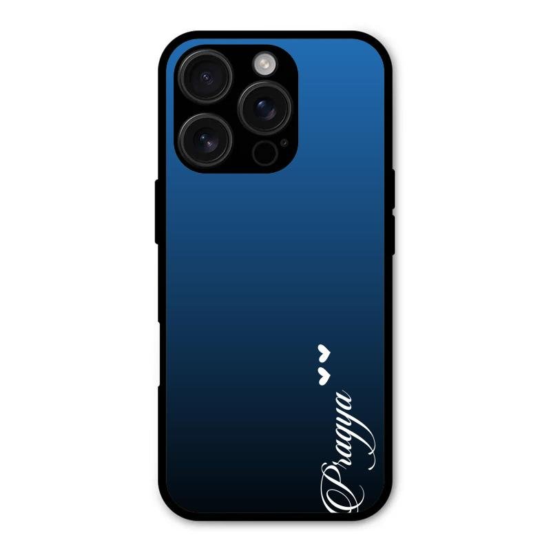 Customize Name Gradient Glass Case Cover Blue For iPhone 16 Pro