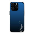 Customize Name Gradient Glass Case Cover Blue For iPhone 16 Pro
