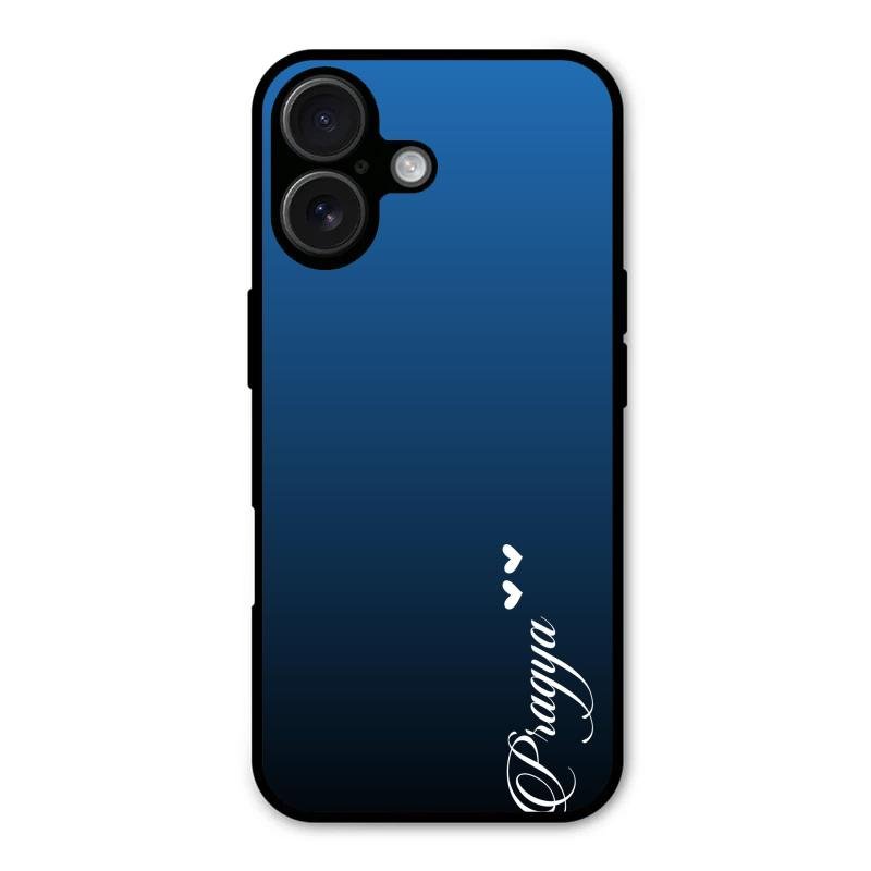 Customize Name Gradient Glass Case Cover Blue For iPhone 16