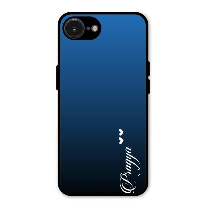 Customize Name Gradient Glass Case Cover Blue For iPhone 16e