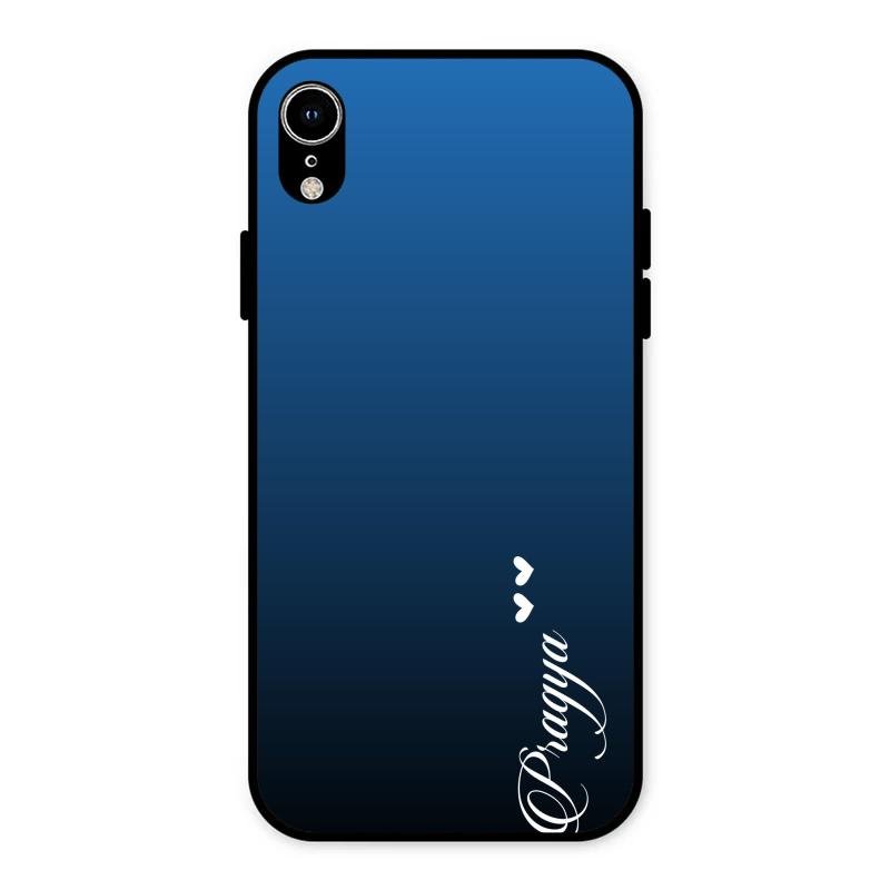Customize Name Gradient Glass Case Cover Blue For iPhone XR
