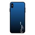 Customize Name Gradient Glass Case Cover Blue For iPhone XS Max