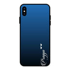 Customize Name Gradient Glass Case Cover Blue For iPhone XS Max
