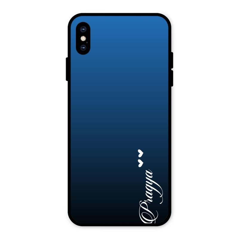 Customize Name Gradient Glass Case Cover Blue For iPhone XS Max