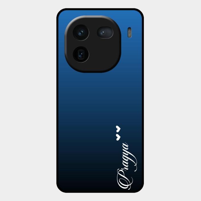 Customize Name Gradient Glass Case Cover Blue For Iqoo 12 5G