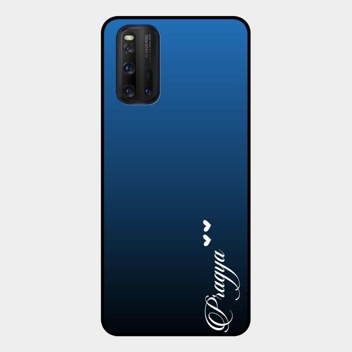 Customize Name Gradient Glass Case Cover Blue For Iqoo 3 5G