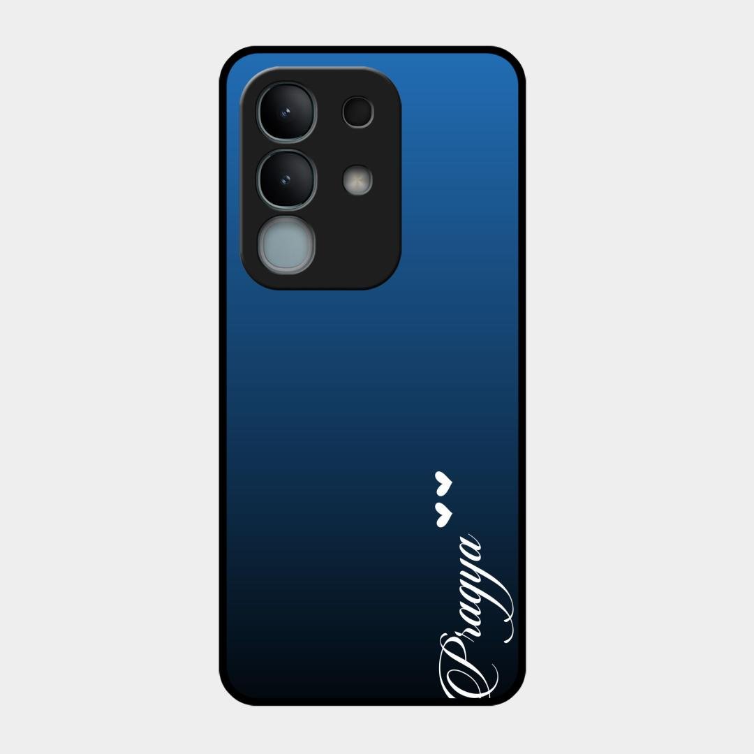 Customize Name Gradient Glass Case Cover Blue For iQOO Z10x 5G