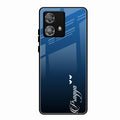 Customize Name Gradient Glass Case Cover Blue For Motorola Edge 40 5G