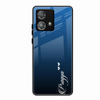Customize Name Gradient Glass Case Cover Blue For Motorola Edge 40 5G