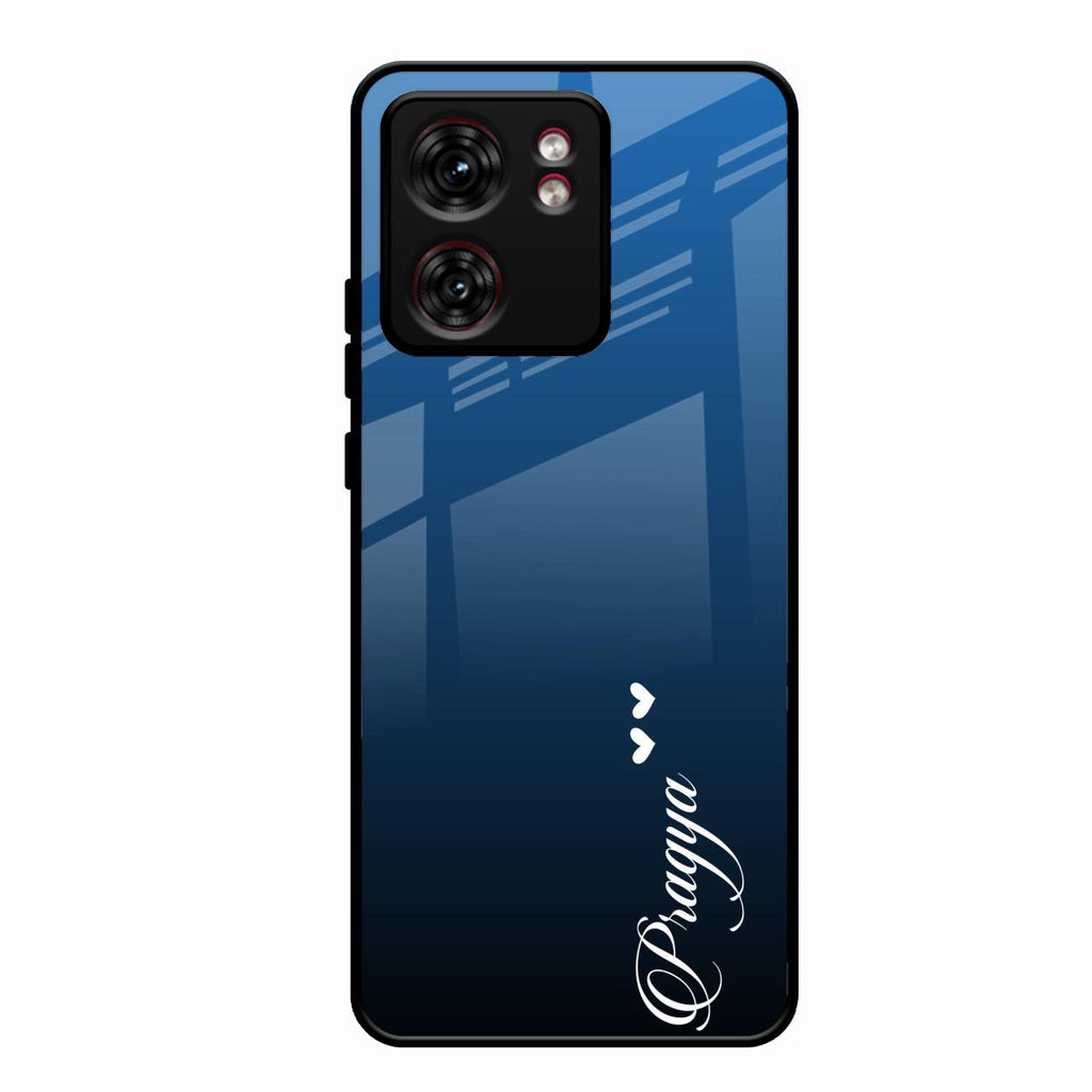 Customize Name Gradient Glass Case Cover Blue For Motorola Edge 40