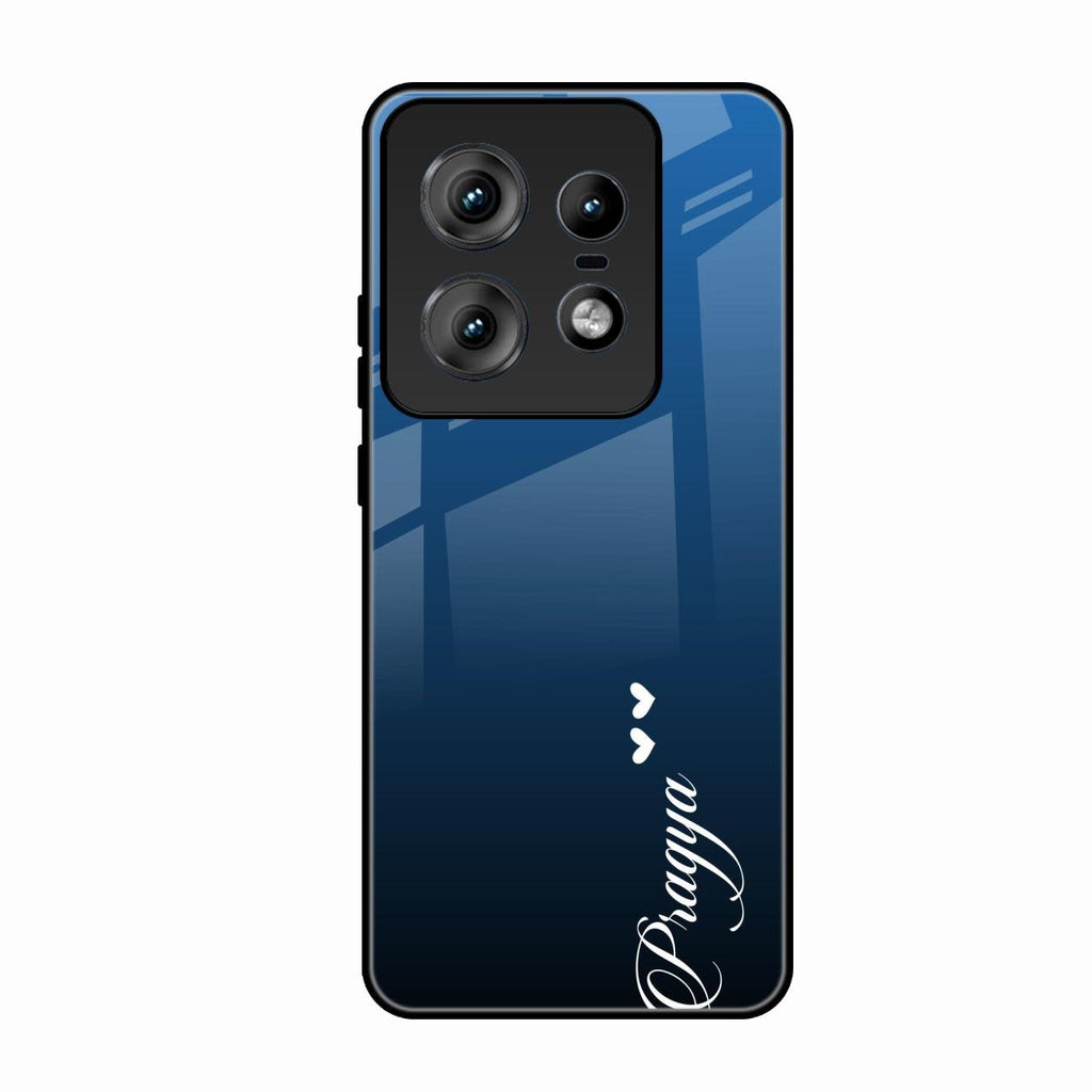 Customize Name Gradient Glass Case Cover Blue For Motorola Edge 50 Pro