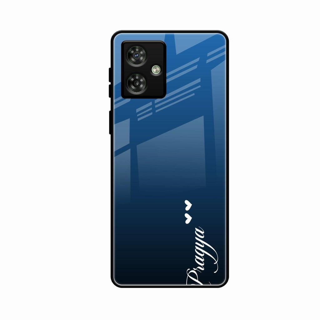 Customize Name Gradient Glass Case Cover Blue For Motorola G54 5G