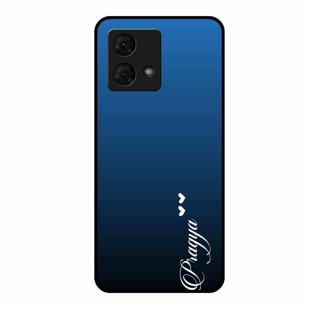 Customize Name Gradient Glass Case Cover Blue For Motorola g84 5G