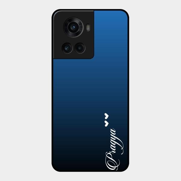 Customize Name Gradient Glass Case Cover Blue For Oneplus 10R 5G