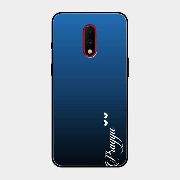 Customize Name Gradient Glass Case Cover Blue For Oneplus 7