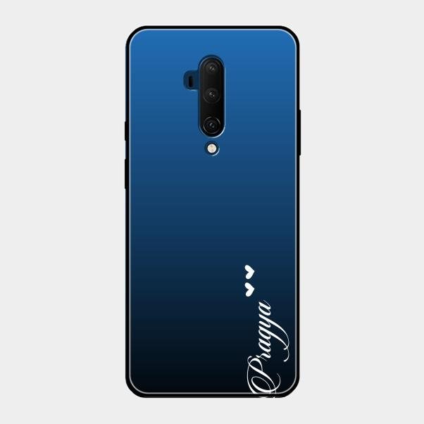 Customize Name Gradient Glass Case Cover Blue For Oneplus 7T Pro