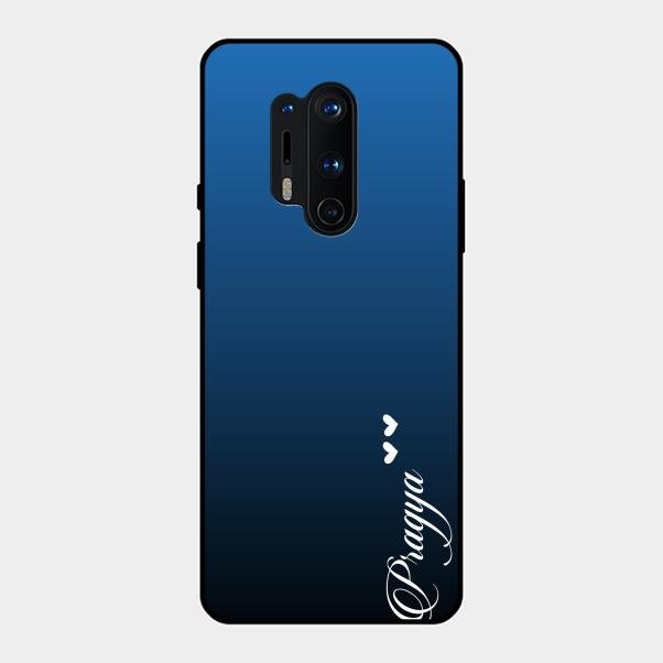 Customize Name Gradient Glass Case Cover Blue For Oneplus 8 Pro