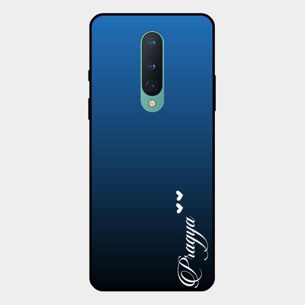 Customize Name Gradient Glass Case Cover Blue For Oneplus 8