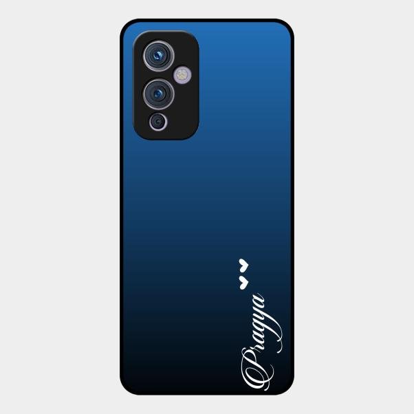 Customize Name Gradient Glass Case Cover Blue For Oneplus 9 5G