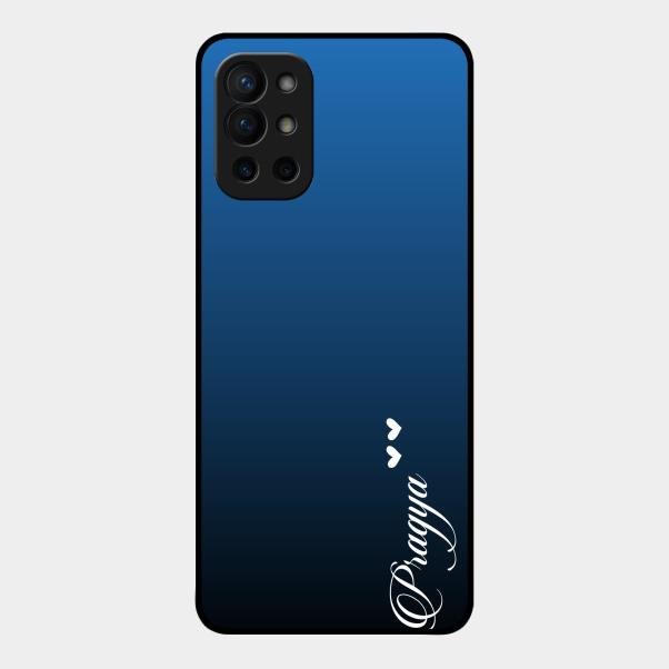 Customize Name Gradient Glass Case Cover Blue For Oneplus 9R 5G