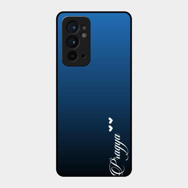 Customize Name Gradient Glass Case Cover Blue For Oneplus 9Rt 5G