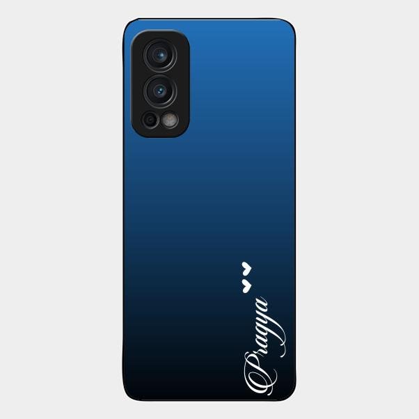 Customize Name Gradient Glass Case Cover Blue For Oneplus Nord 2 5G