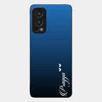 Customize Name Gradient Glass Case Cover Blue For Oneplus Nord 2 5G