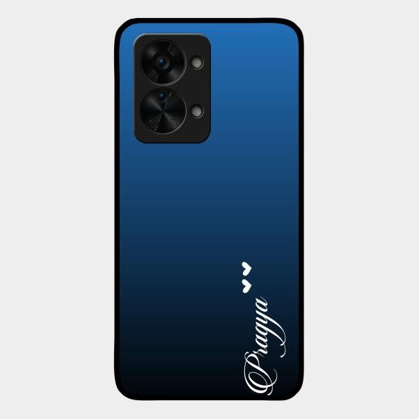 Customize Name Gradient Glass Case Cover Blue For Oneplus Nord 2T 5G