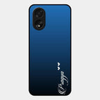 Customize Name Gradient Glass Case Cover Blue For Oppo A38