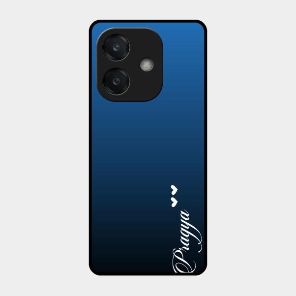 Customize Name Gradient Glass Case Cover Blue For Oppo A3X 5G