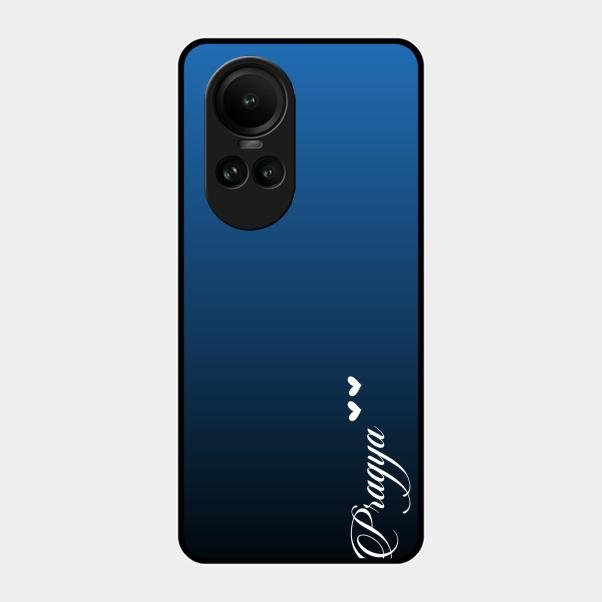 Customize Name Gradient Glass Case Cover Blue For Oppo Reno 10 5G