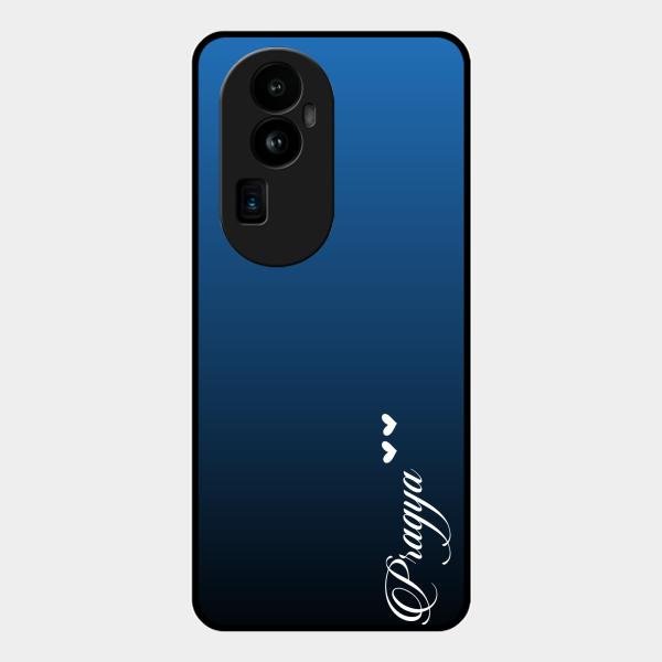 Customize Name Gradient Glass Case Cover Blue For Oppo Reno 10 Pro Plus 5G