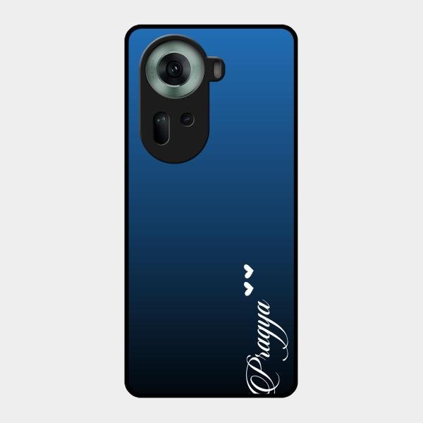 Customize Name Gradient Glass Case Cover Blue For Oppo Reno 11 5G