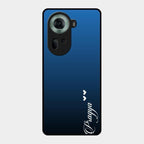 Customize Name Gradient Glass Case Cover Blue For Oppo Reno 11 5G