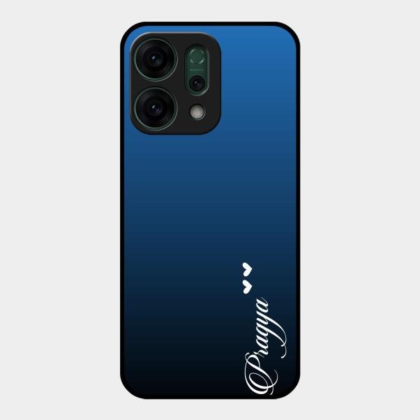 Customize Name Gradient Glass Case Cover Blue For Oppo Reno 14 5G
