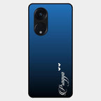 Customize Name Gradient Glass Case Cover Blue For Oppo Reno 8T 5G